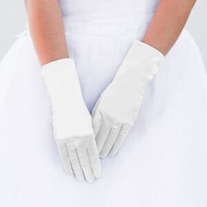 Dressy White Satin Wedding Pageant Prom Gloves